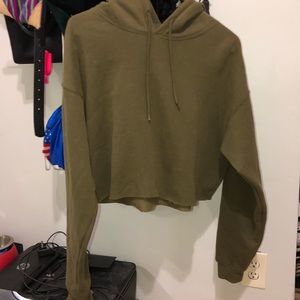 Hunter green cropped hoodie